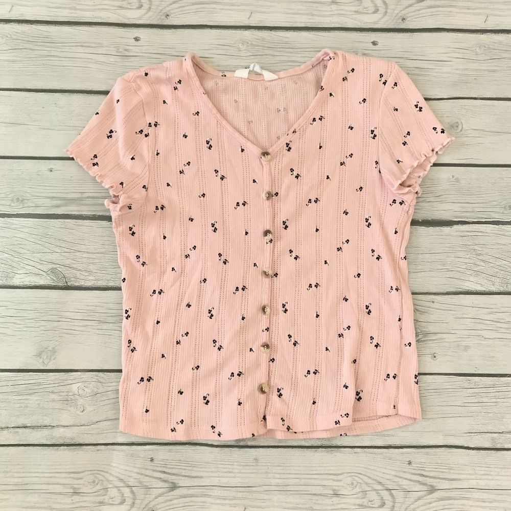 H&M Girls pink floral top-16/18